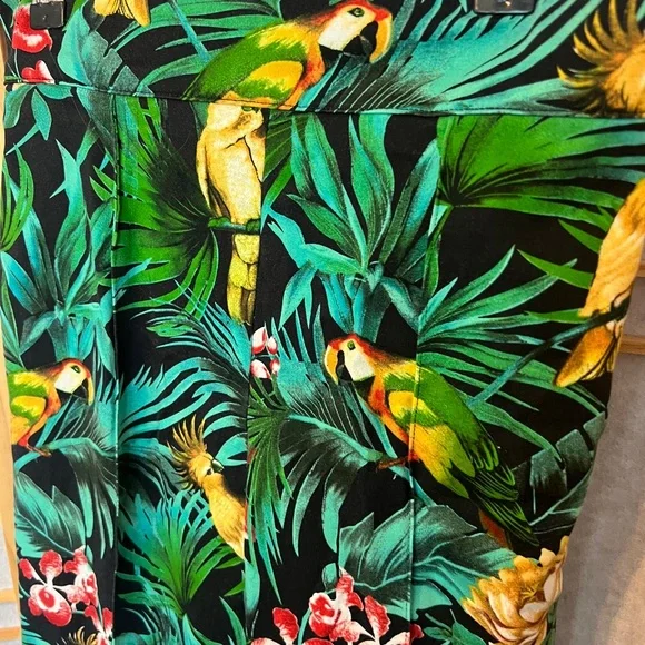 Laura Byrnes Pinup Tropical Parrot Print Pants - Picture 3 of 8